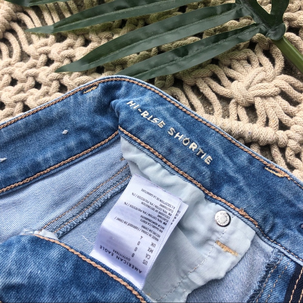 American Eagle Distressed Shorts Hi-Rise Shortie - Picture 7 of 9